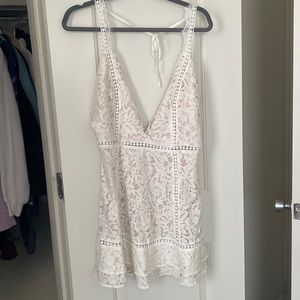 TOBI white lace open back dress